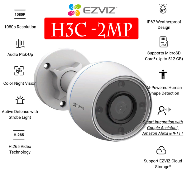 Camera Wifi Ngoai Troi Ezviz H3c 2mp 1080p Khong Mau Chinh Hang 363